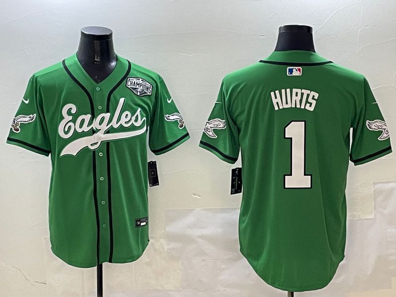 Men Philadelphia Eagles #1 Hurts Green three generations Jointly Name 2025 Nike Limited NFL Jersey style 4